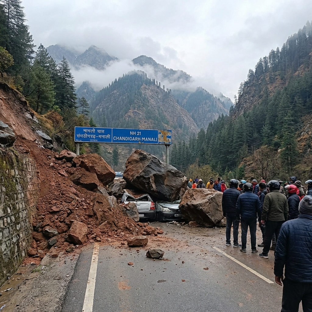 Chandigarh-Manali National Highway Blocked Due to Landslides